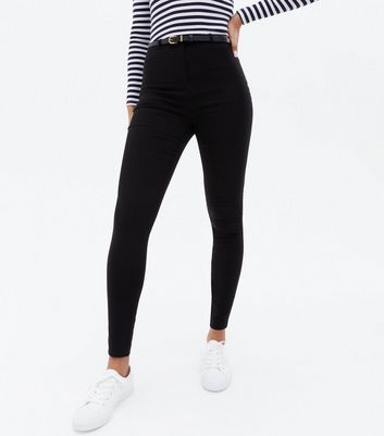 Black Belted Stretch Slim Fit Trousers 