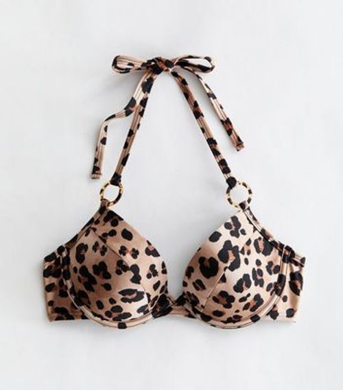 Brown Leopard Print Halter...