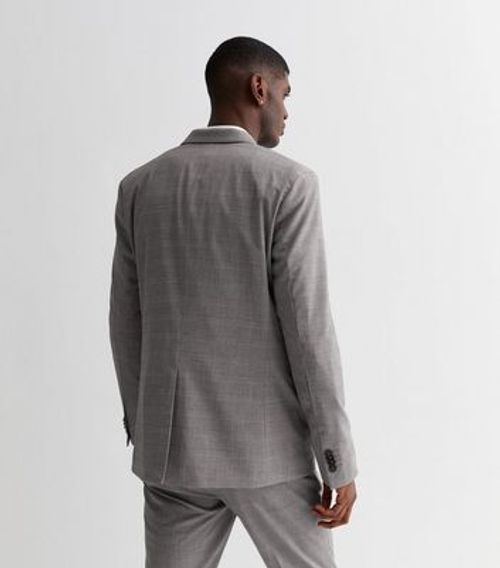 Men's Grey Check Skinny Fit...