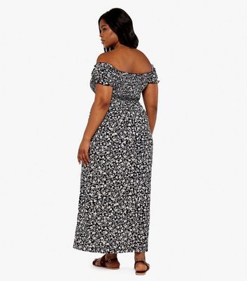 Apricot Black Floral Zip Front Maxi 