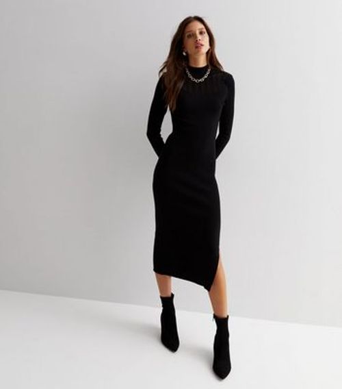 Gini London Black Ribbed Knit...