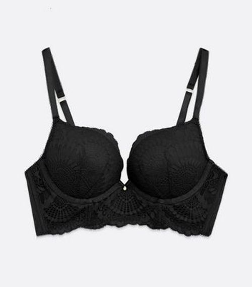 White DD+ Scallop Lace Push Up Bra | New Look