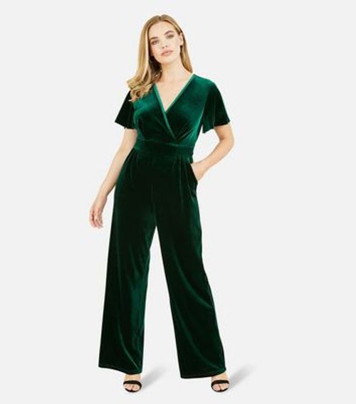 Yumi Dark Green Velvet V Neck...