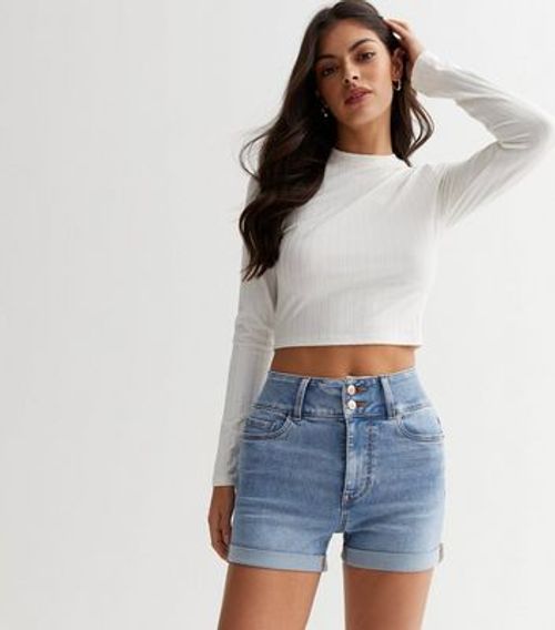 Blue Denim High Waist Double...