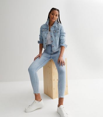 Pale blue denim jacket on sale womens