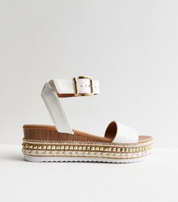 White studded hot sale espadrille sandals