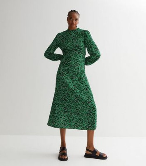 Tall Green Abstract High Neck...