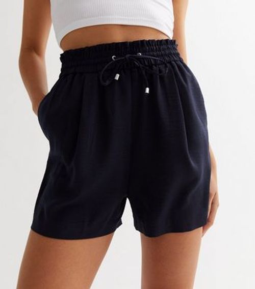 Navy Shirred Waist Drawstring...