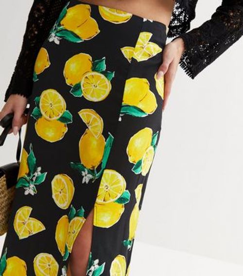 Black Lemon Split Hem Midi...