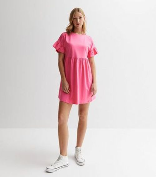 Pink Jersey Frill Sleeve Mini...