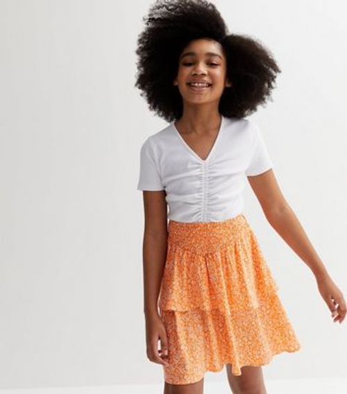 Girls Orange Ditsy Floral...