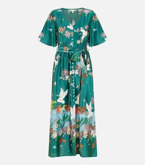 Yumi Green Floral Bird Belted...