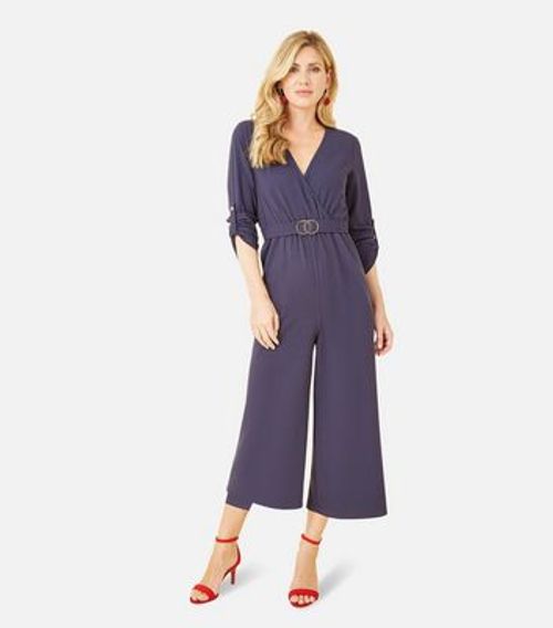 Mela Navy Belted Crop Wrap...