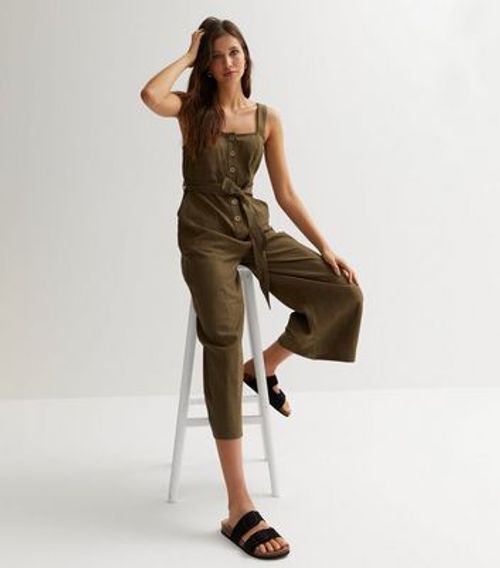 Khaki Cotton Button Front...