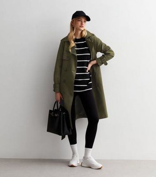 Stone Check Revere Collar Belted Trench Coat