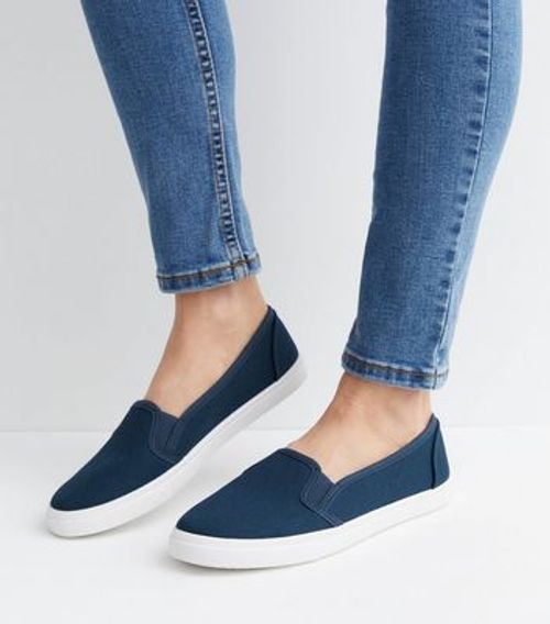 Navy Canvas Slip On Trainers...