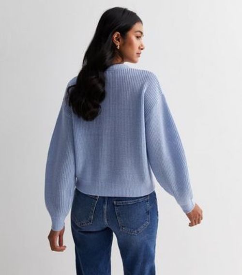 Pale Blue Stitch Knit Crop...