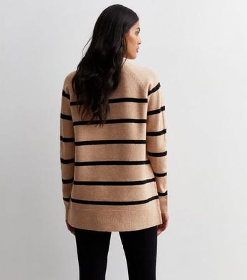 Brown Stripe Knit Long Jumper...