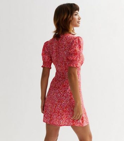 Red Ditsy Floral Button Front...