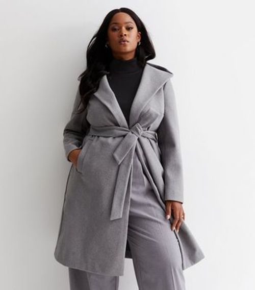 Curves Grey Hooded Belted...