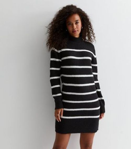 Tall Black Stripe Knit Turtle...