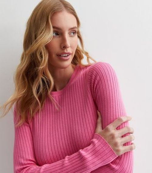 Maternity Pink Knit Crew Neck...