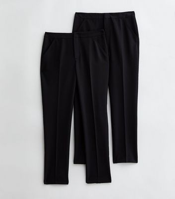 Girls Black Slim Fit Flared School Trousers  New Look