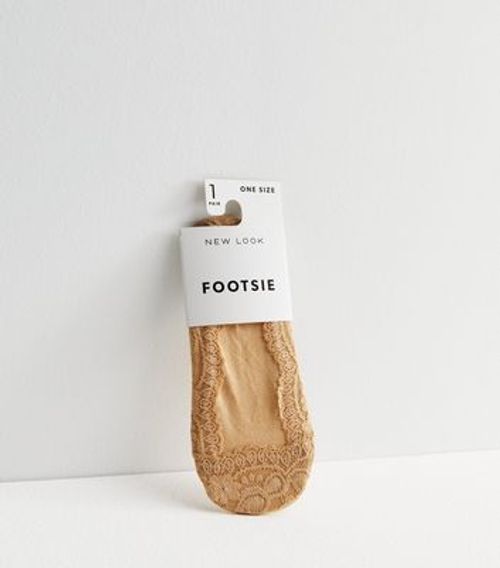 Tan Lace Footsie Socks New...