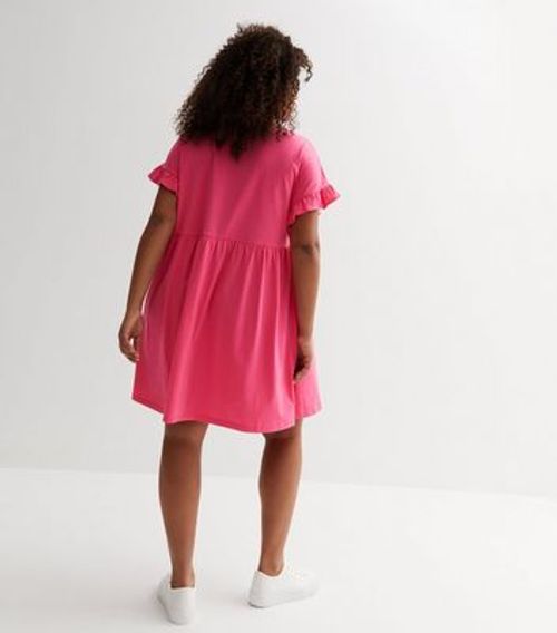 Black Cherry Jersey Frill Sleeve Mini Smock Dress