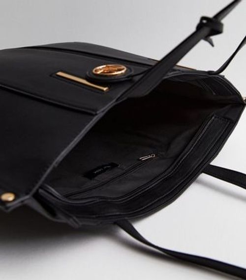 Black Leather-Look Tote Bag...