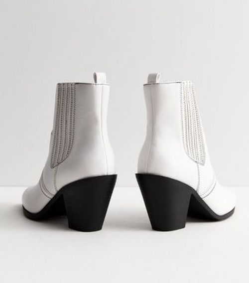 White Block Heel Cowboy Boots...