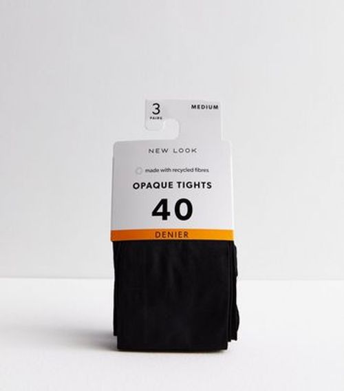 3 Pack Black Opaque 40 Denier...