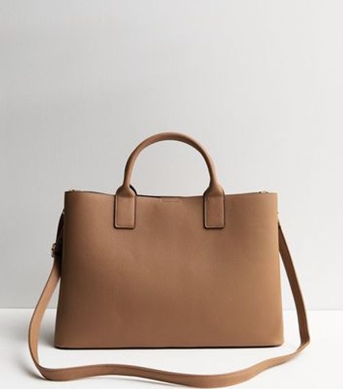 Tan Leather-Look Laptop Tote...