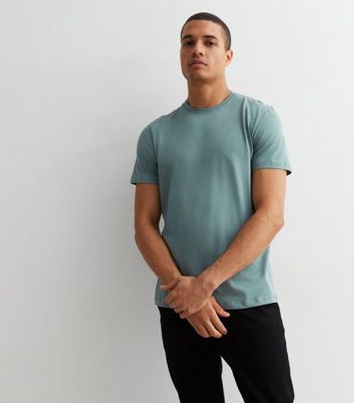 Men's Teal Cotton Crew Neck...