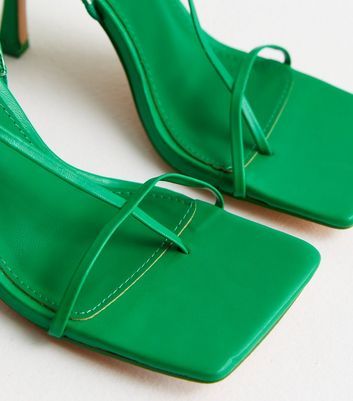 Dark Green Faux Croc Mid Block Heel Mule Sandals | New Look