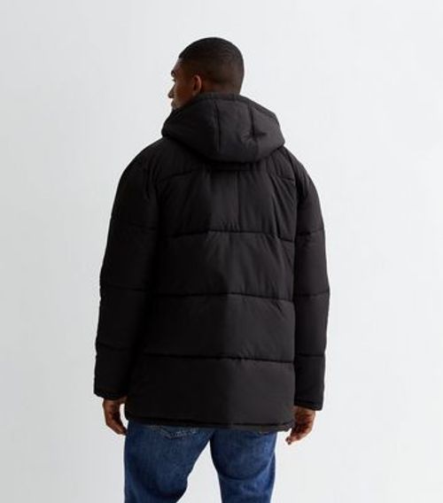 Men's Black Hooded Puffer...