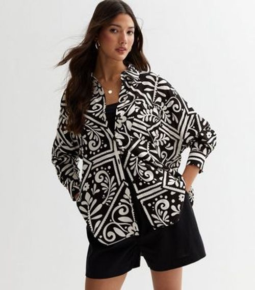 Black Tile Print Oversized...