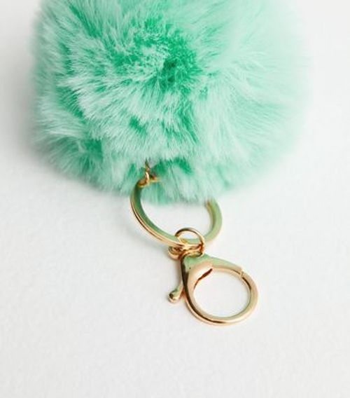 Green Faux Fur Pom Pom Bag...