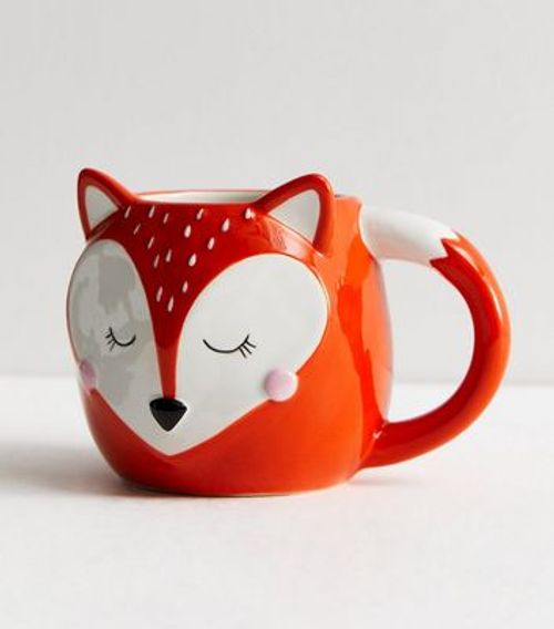 Bright Orange Fox Mug New Look