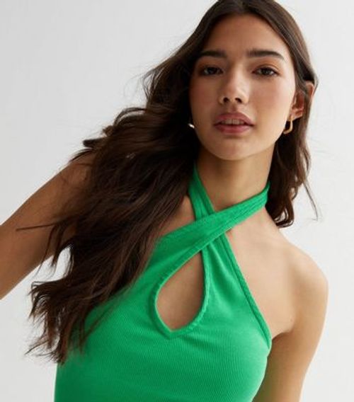 Green Jersey Twist Halter...