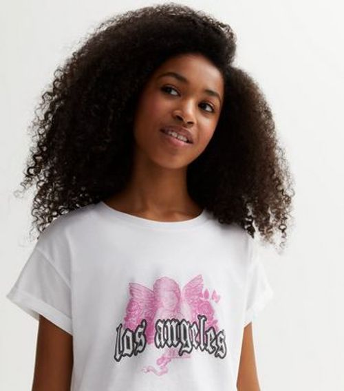 Girls White Crew Neck Los...