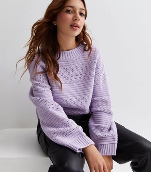 Girls Lilac Pointelle Knit...