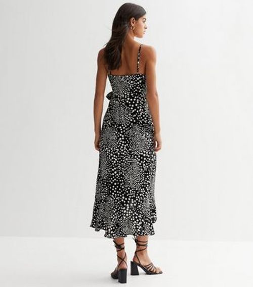 Black Spot Strappy Wrap Midi...