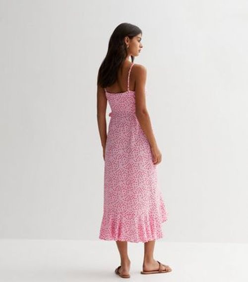 Pink Spot Strappy Wrap Midi...