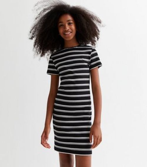 Girls Black Stripe Ribbed...