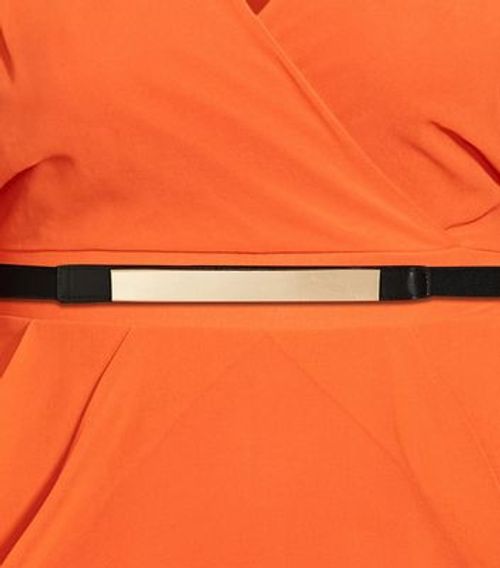QUIZ Curves Bright Orange Floral Midi Wrap Dress New Look