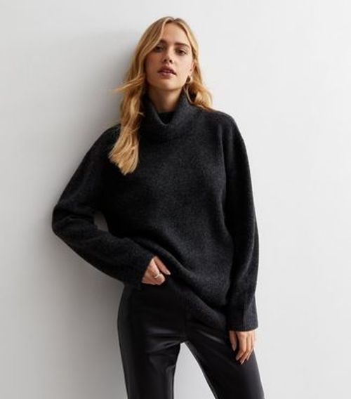 Dark Grey Knit Roll Neck...