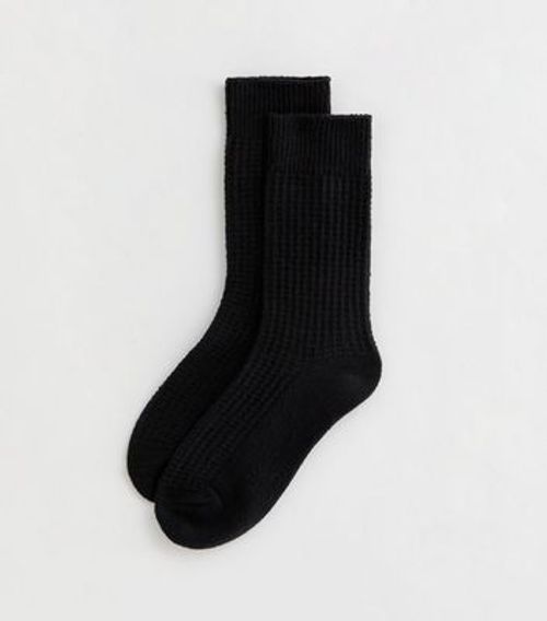 Black Waffle Knit Socks New...