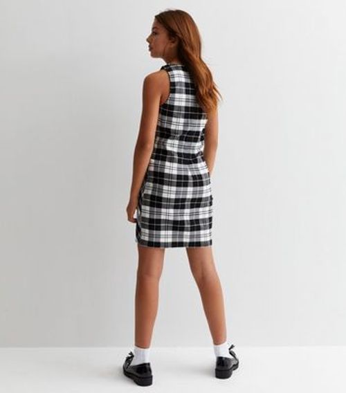 Girls Black Check Pinafore...