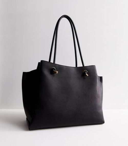 Black Suedette Panel Tote Bag